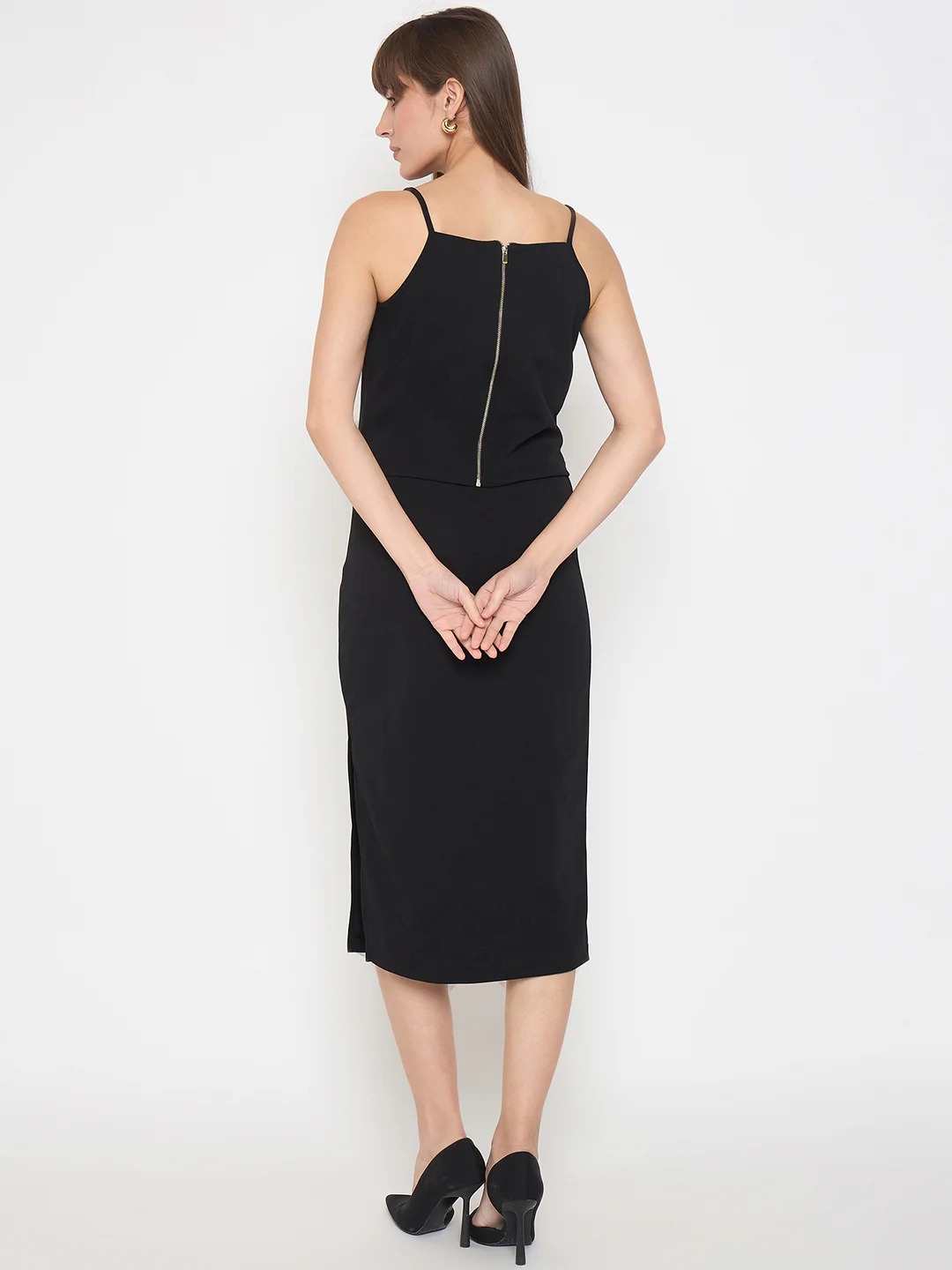 Madame Embellished Halter Neck Top and Skirt Black Coord Set - Image 6