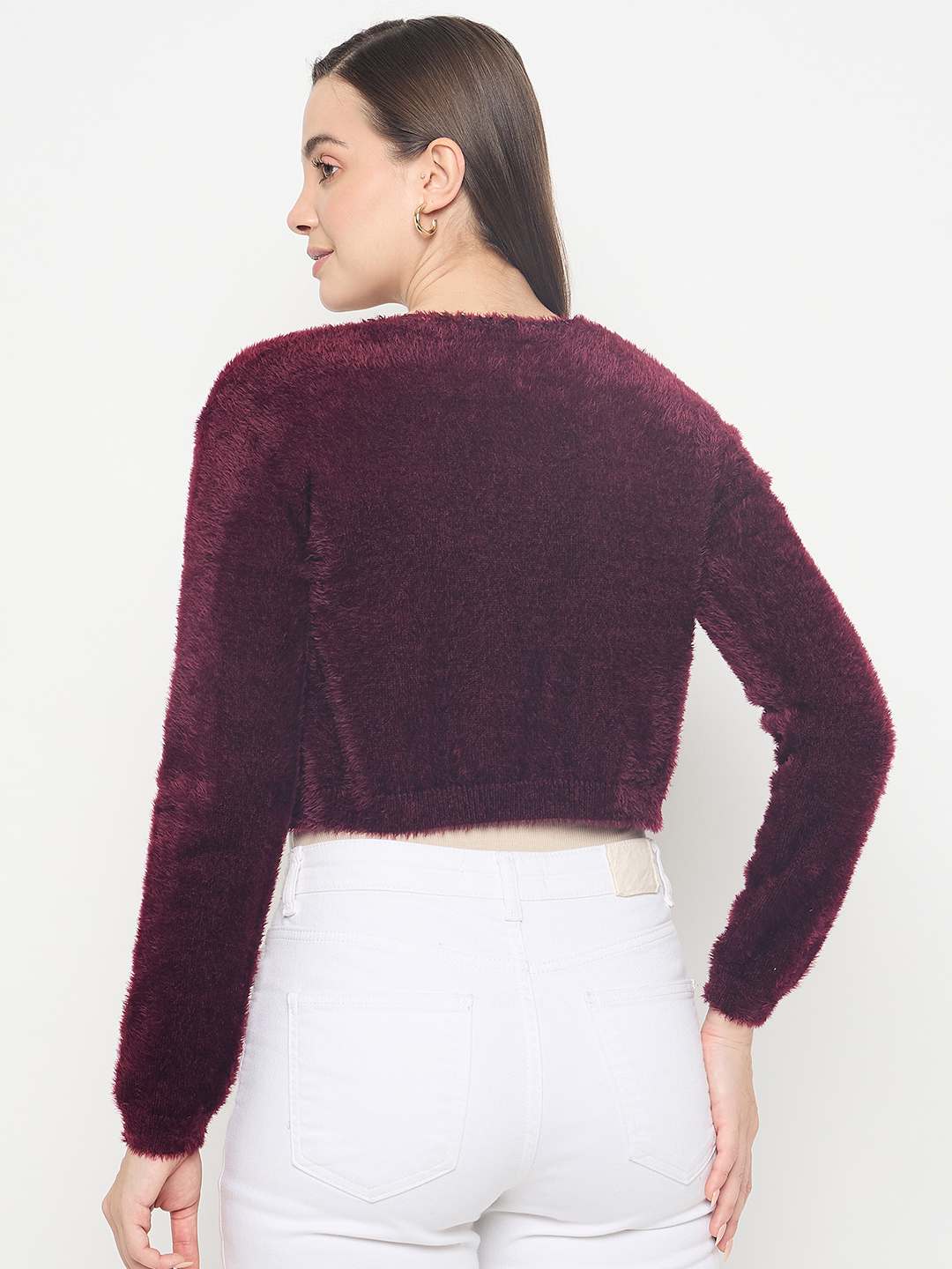 Madame Solid Wine Red Open Short Shrug - Image 6