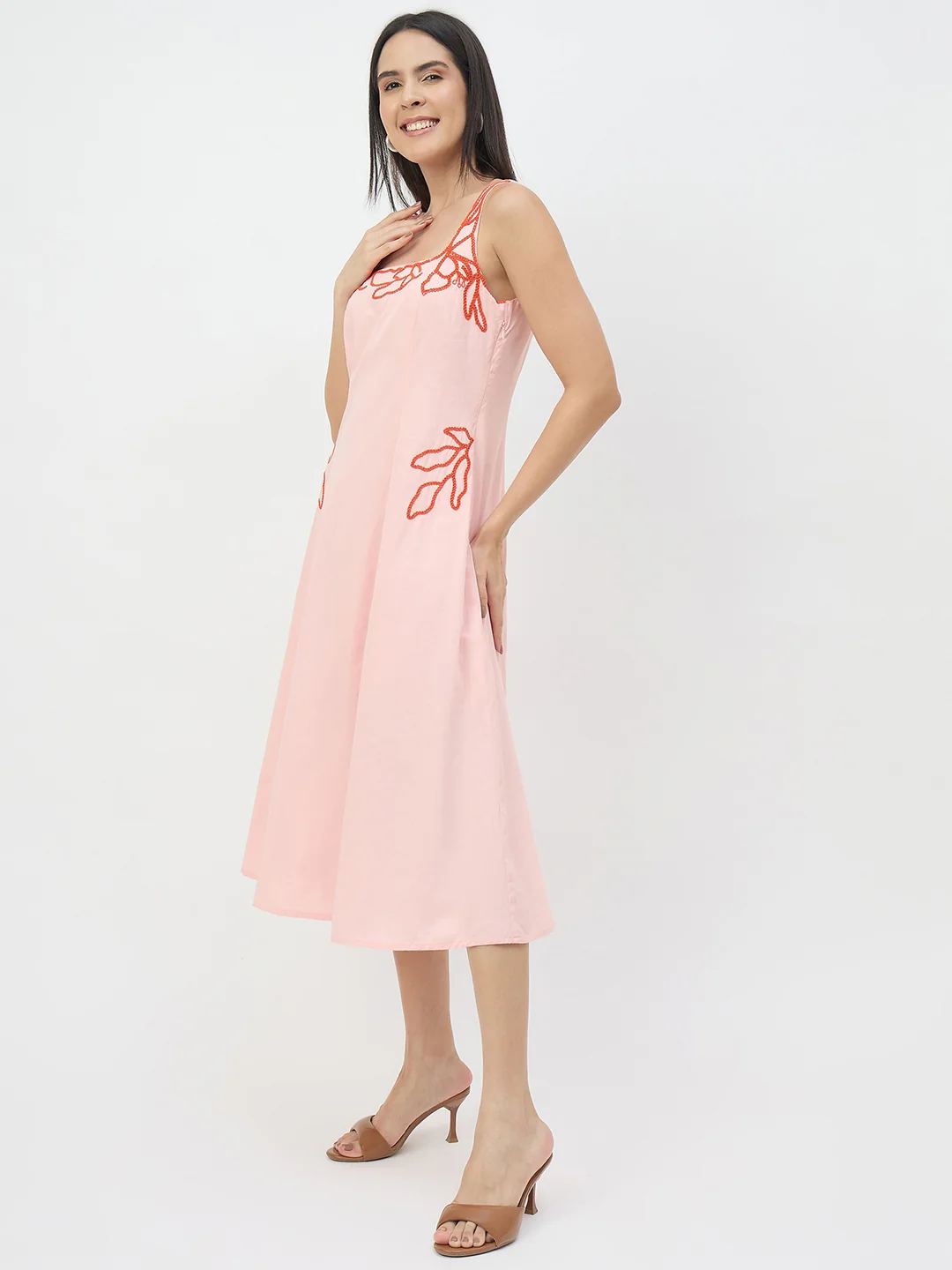 Madame Blush Pink Cotton Midi Dress - Image 6