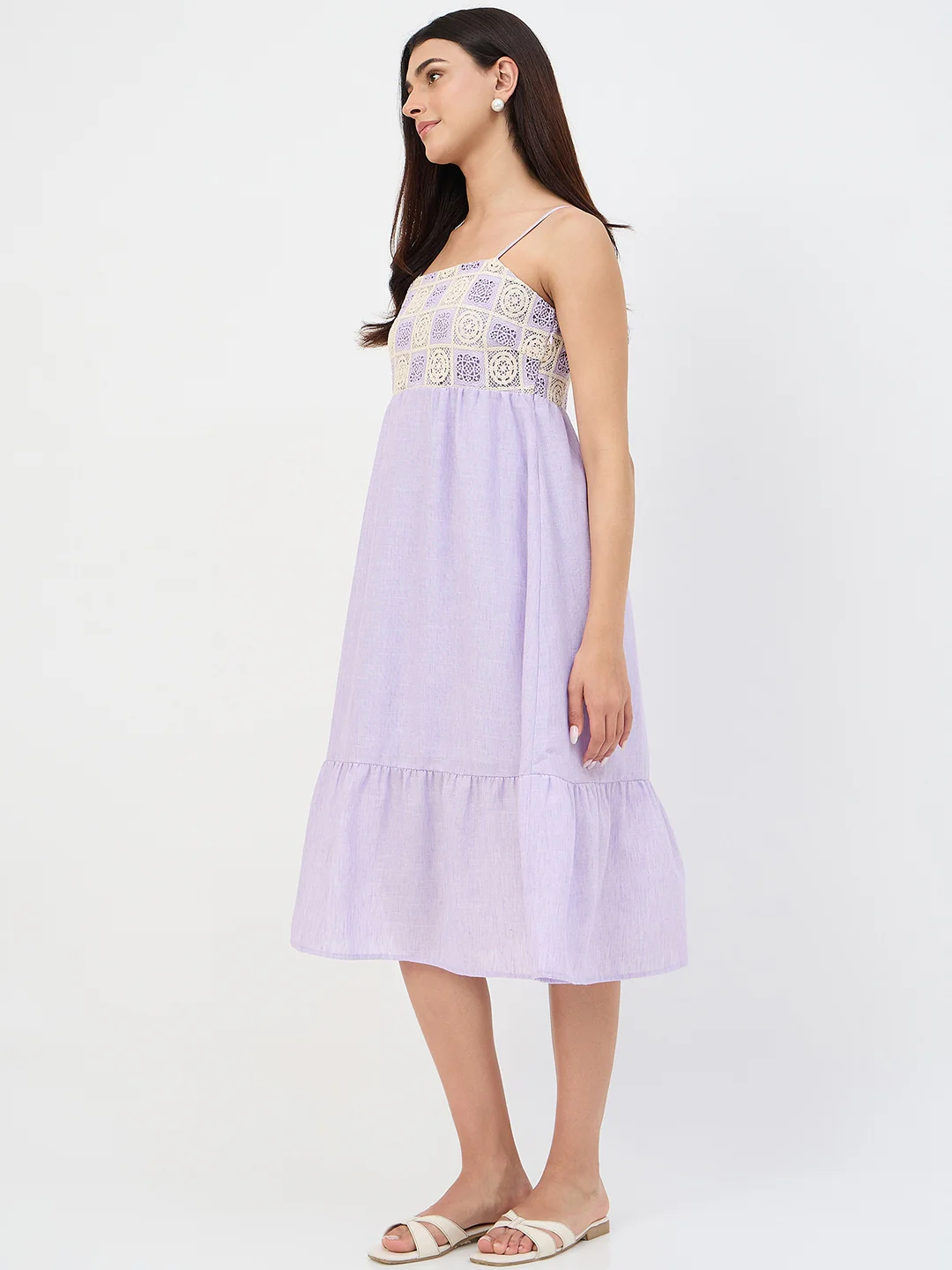 Madame Lilac Crochet Overlay Cami Dress - Image 6