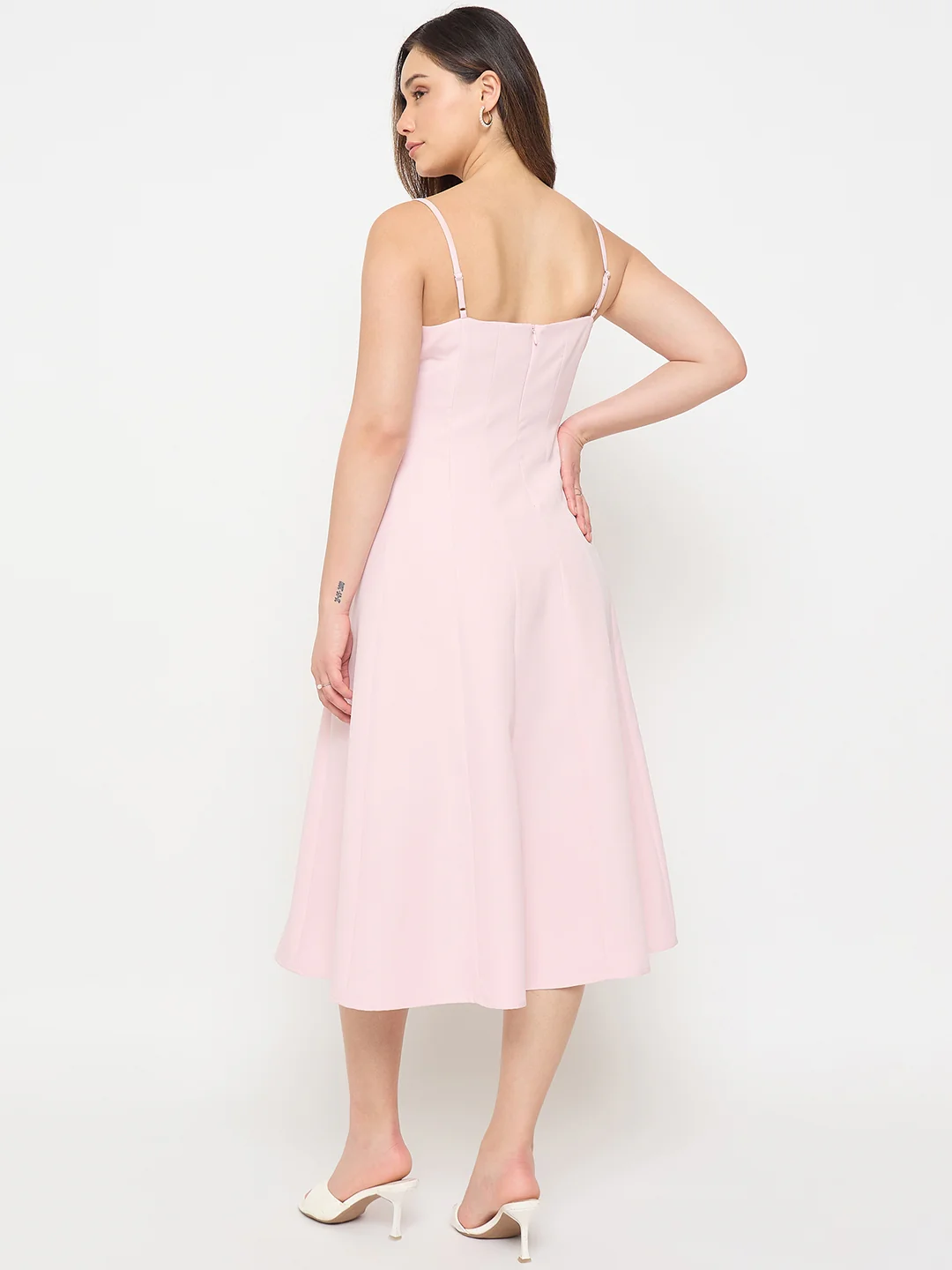 Madame Bow Accented Pink Camisole Dress - Image 7