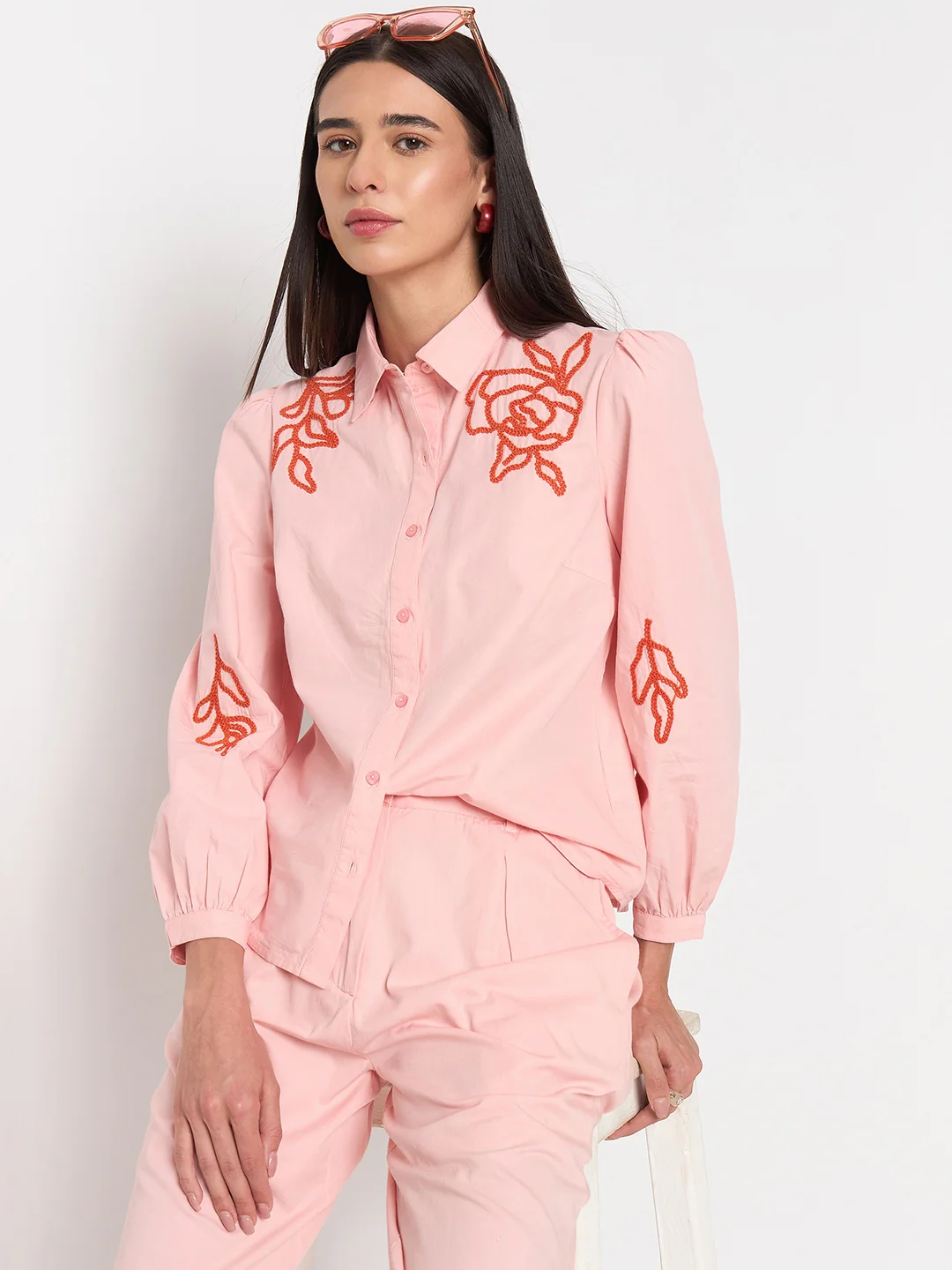 Madame Blush Pink Cotton Shirt - Image 3