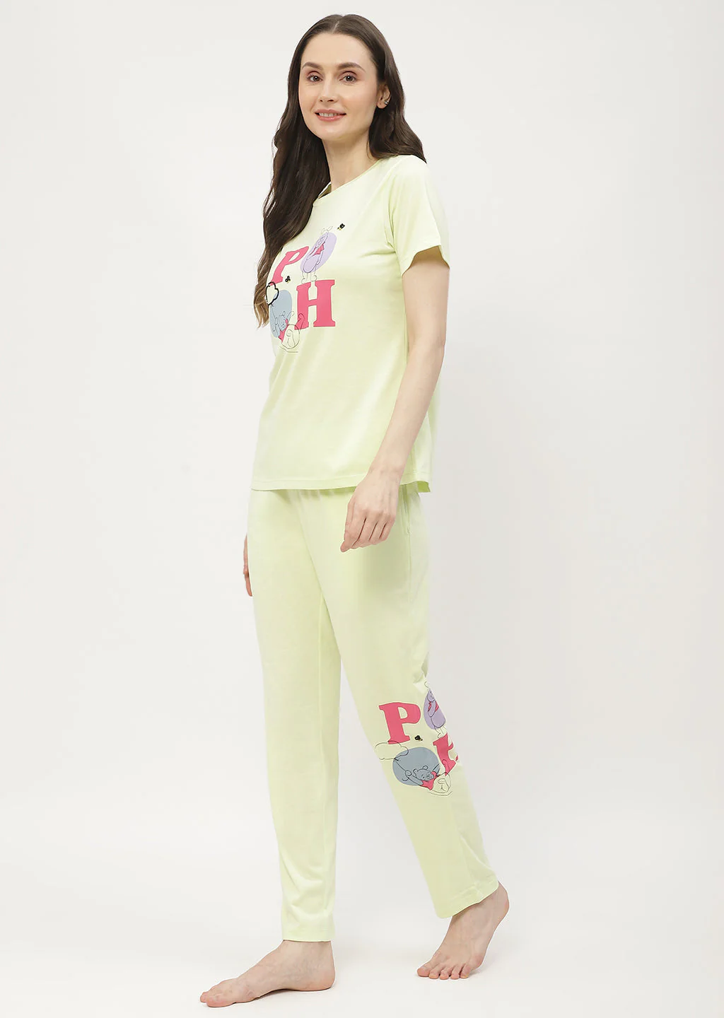 mSECRET Disney Pooh Printed T-shirt with Pajama Neon Nightsuit - Image 4