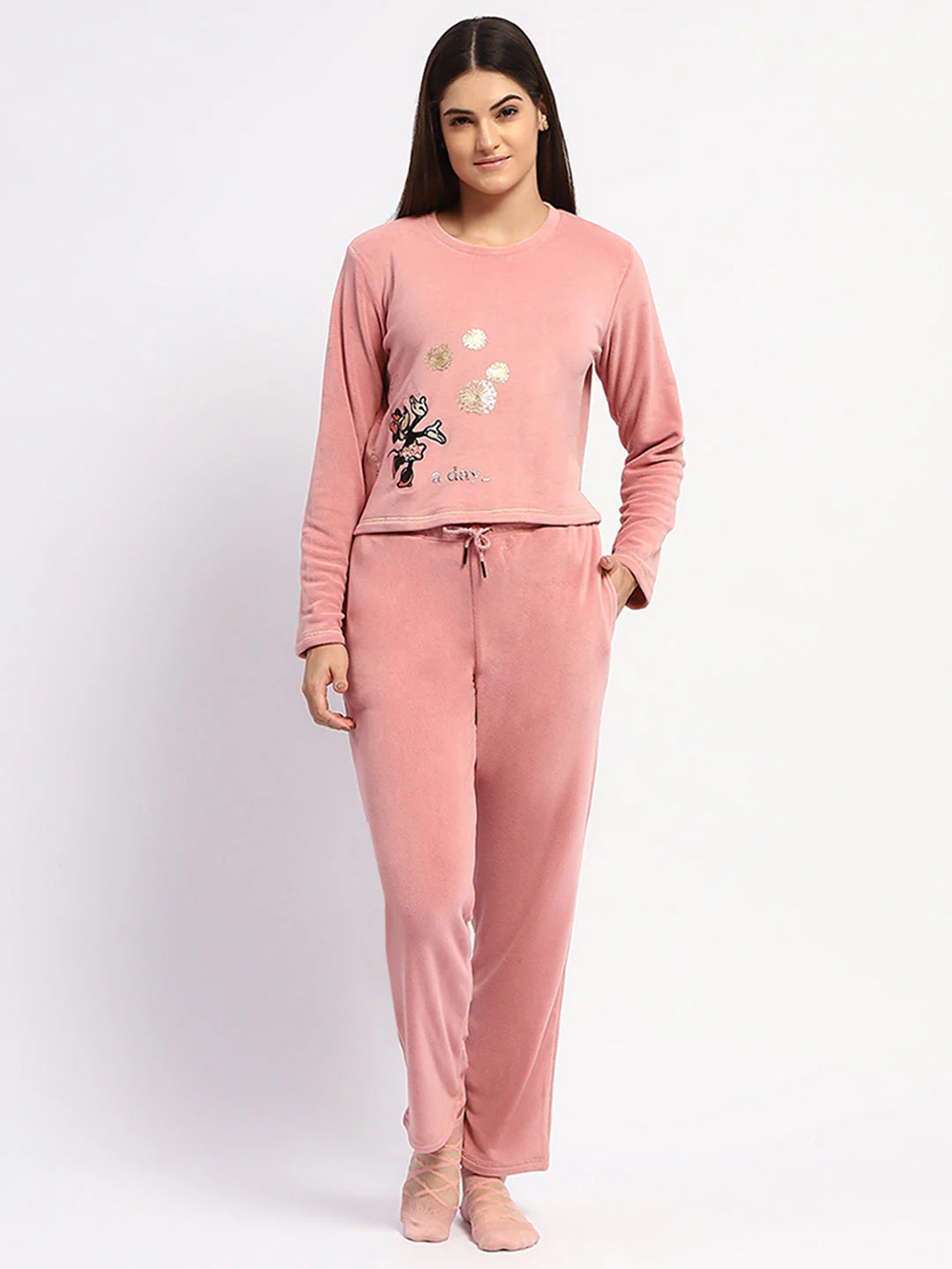 mSECRET Graphic Print Top and Bottom Peach Nightsuit - Image 3