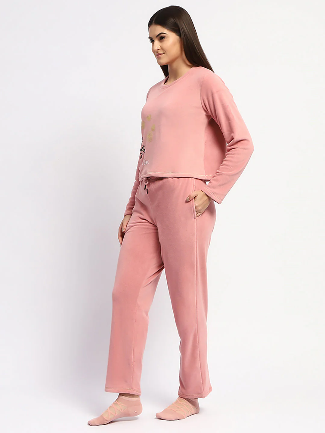 mSECRET Graphic Print Top and Bottom Peach Nightsuit - Image 5
