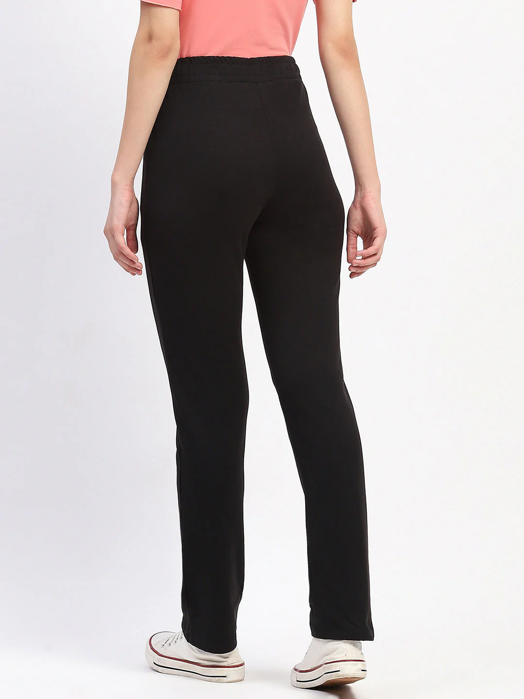 mSECRET Elasticated Waistband Pleated Straight Fit Black Track Bottoms - Image 5