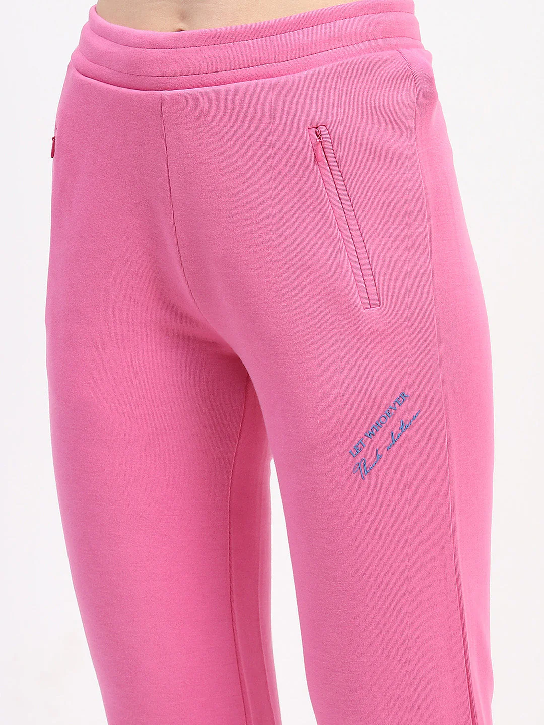 mSECRET Typography Detailing Straight leg Front Zipper Pink Track Bottoms - Image 6