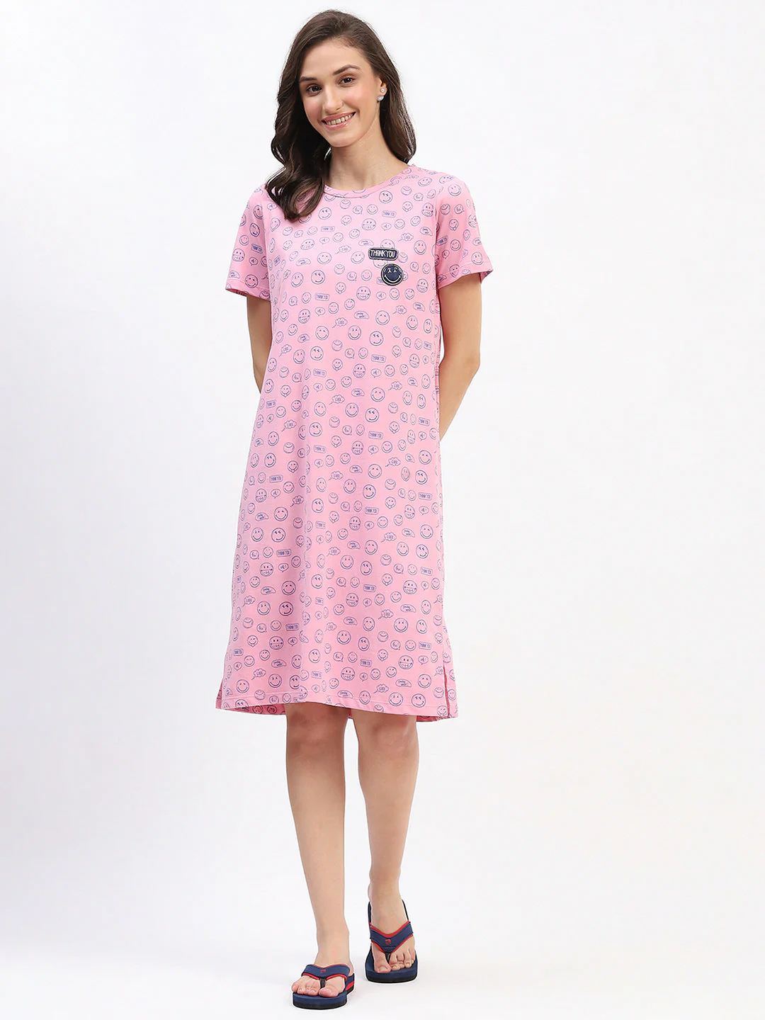 mSECRET Pink Smiley Print Cotton Nightdress - Image 3