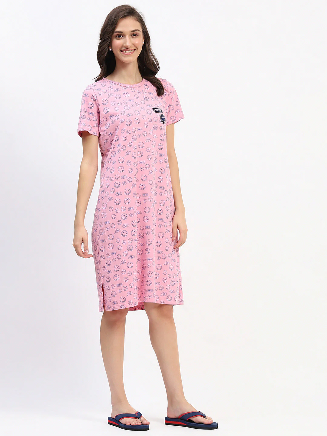 mSECRET Pink Smiley Print Cotton Nightdress - Image 4