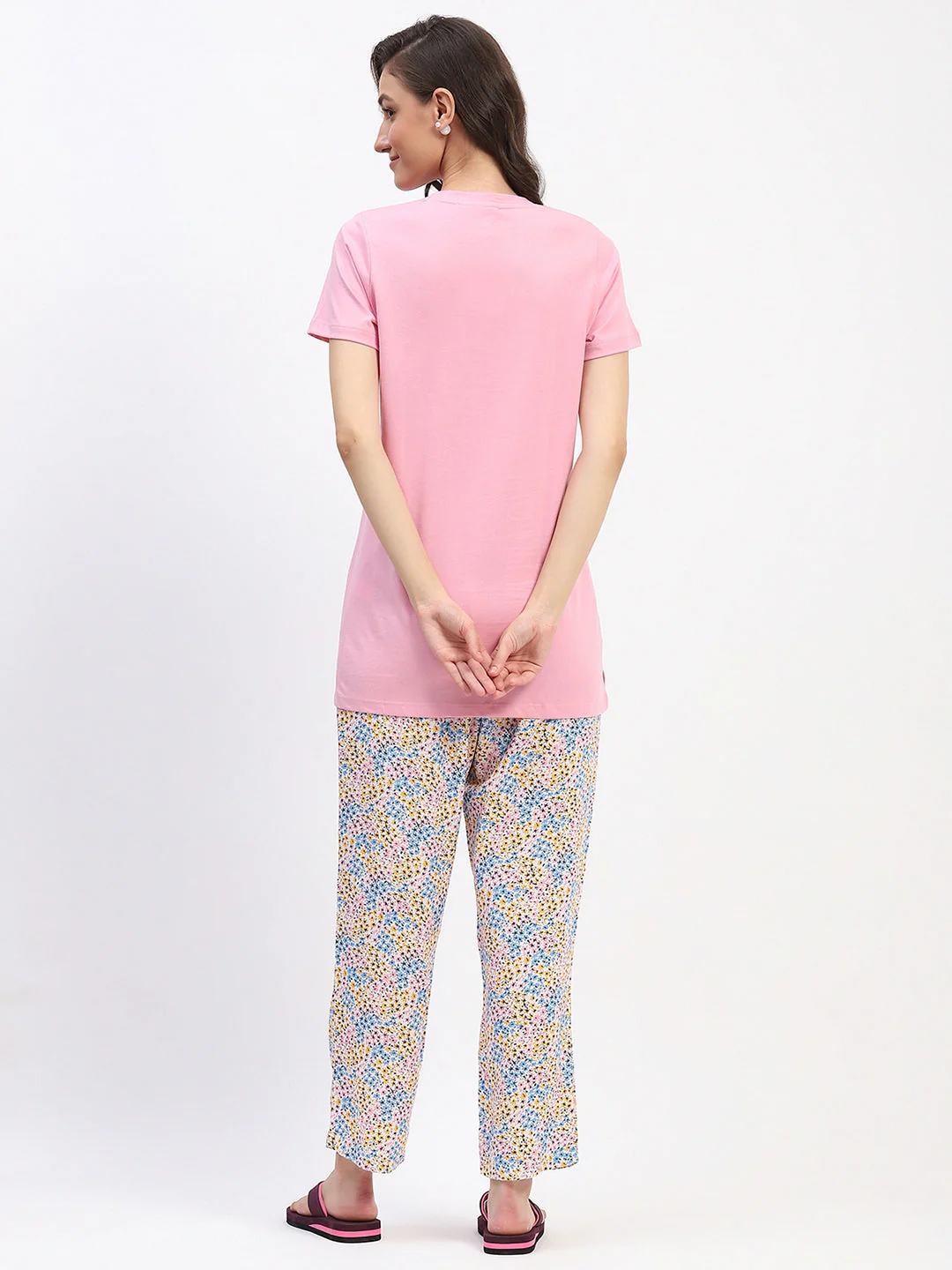 mSECRET Pink Short-Sleeve Tee and Colorful Floral Print Pajama Set - Image 5