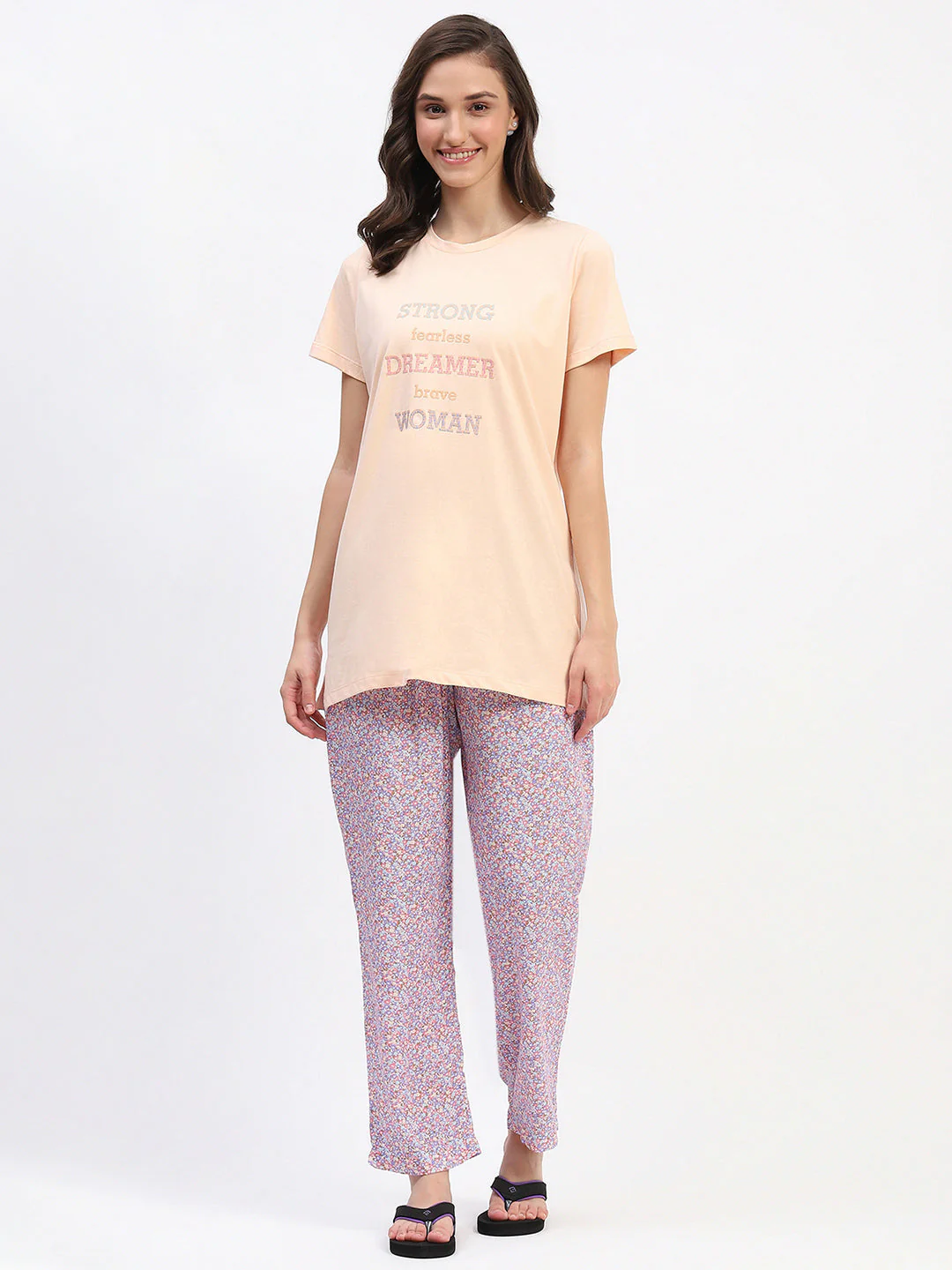 mSECRET Graphic Tee and Printed Pajama Night suit Set - Image 3