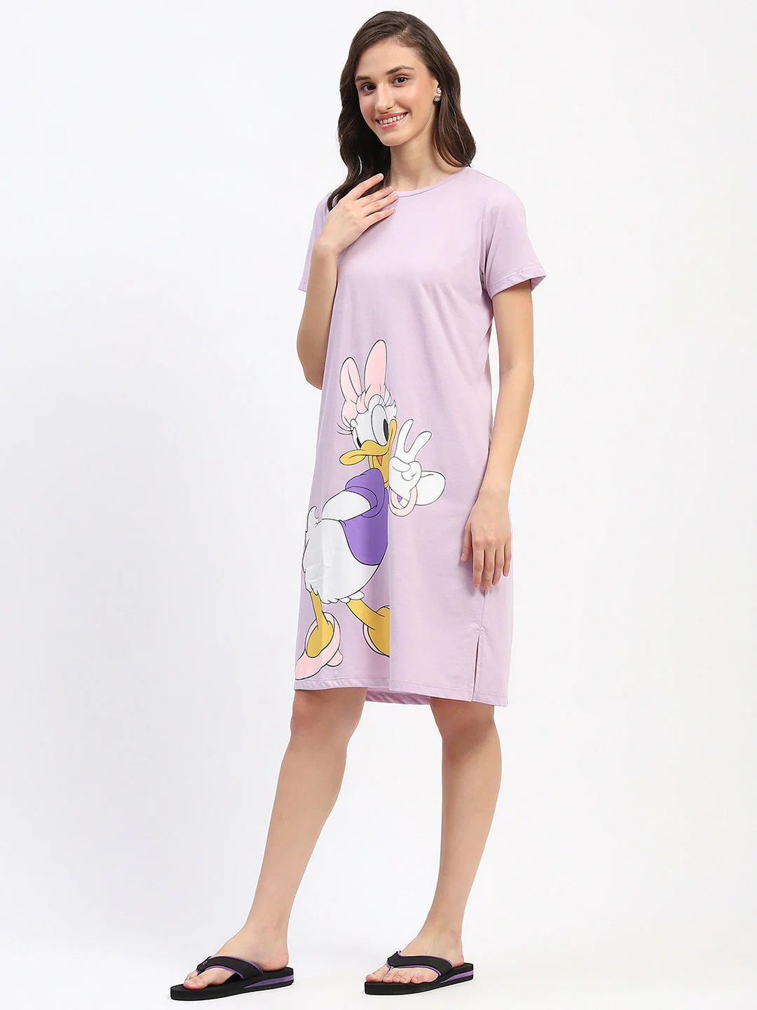 mSECRET Disney Graphic Print Cotton Lilac Sleep Shirt Dress - Image 5