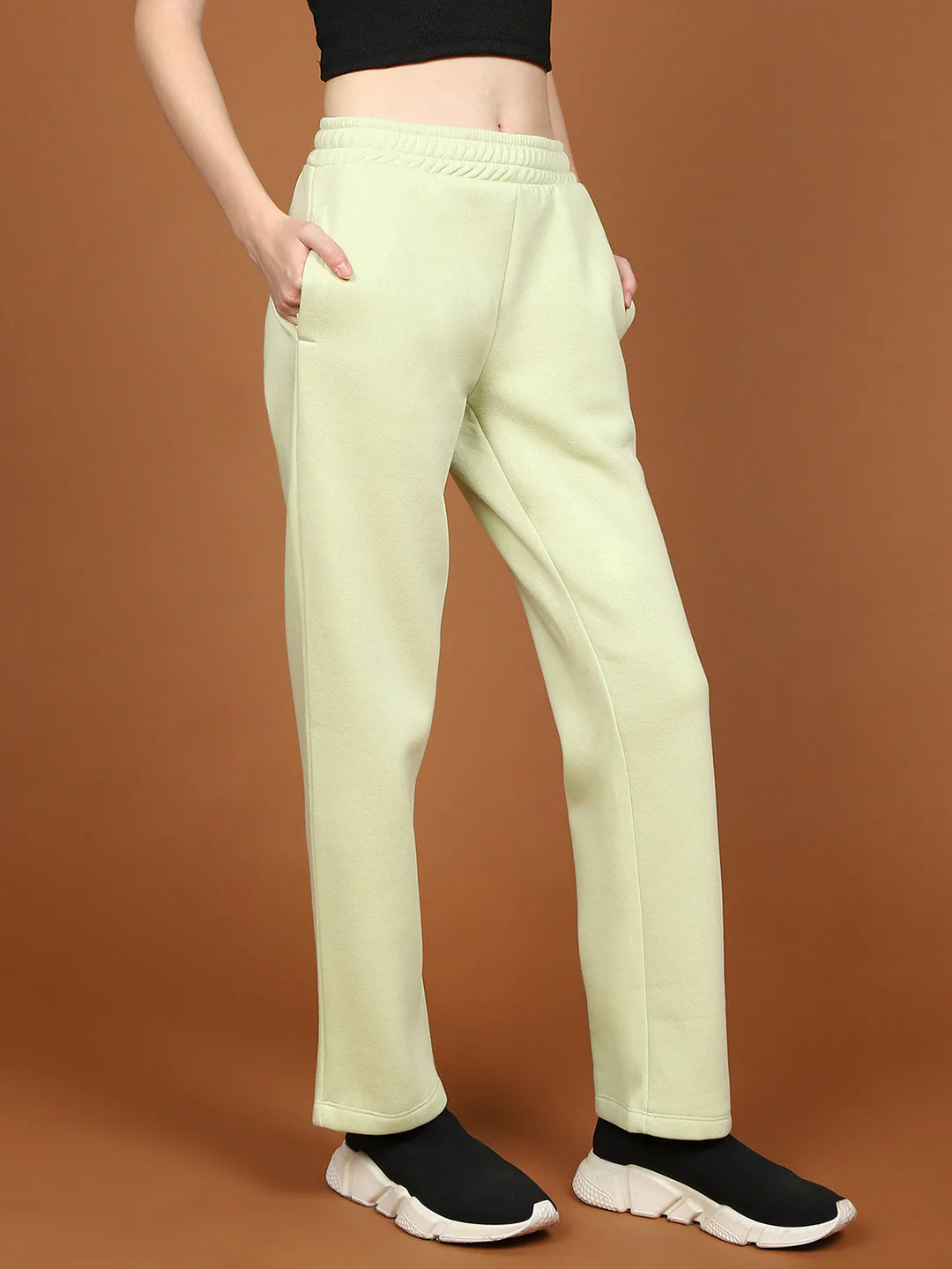 mSECRET Typography Detailing Lime Cotton Track Bottoms - Image 3