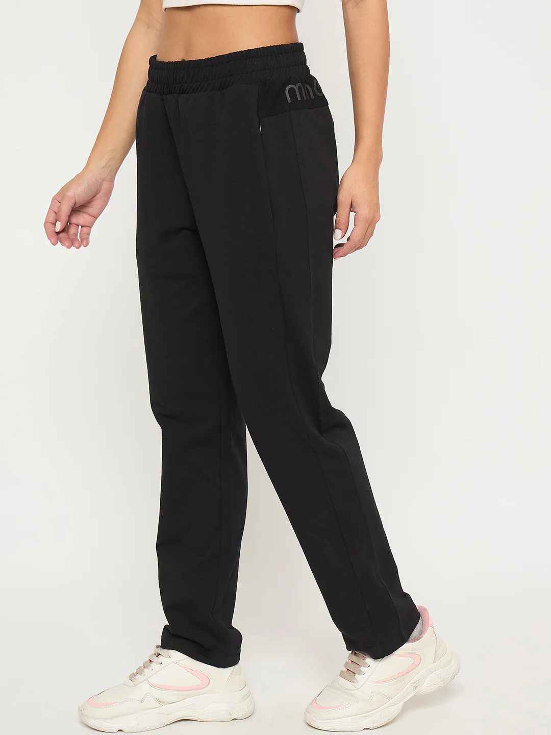 mSECRET Stitch Detailing Elasticated Waist Black Track Bottoms - Image 3