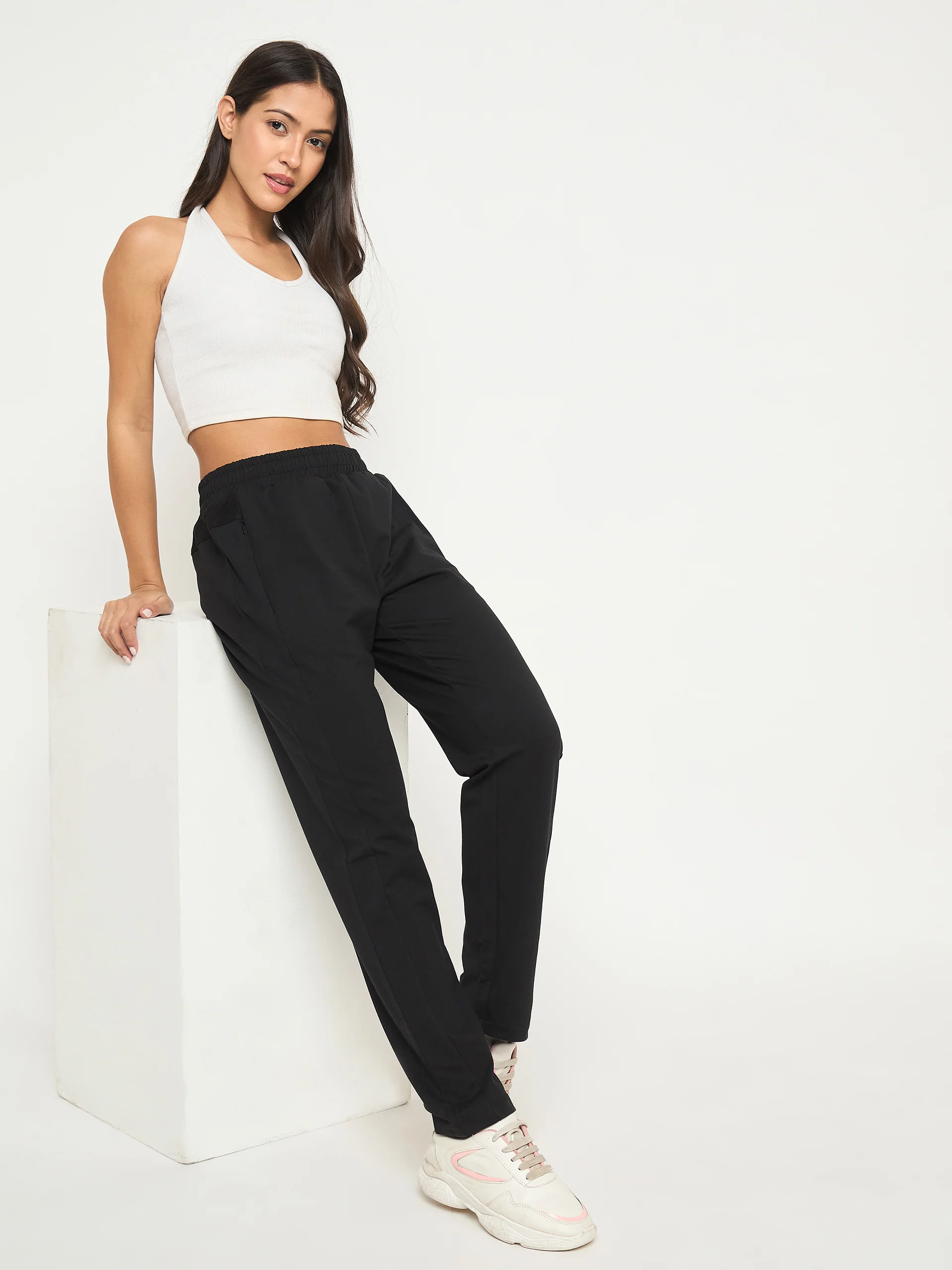 mSECRET Stitch Detailing Elasticated Waist Black Track Bottoms - Image 7