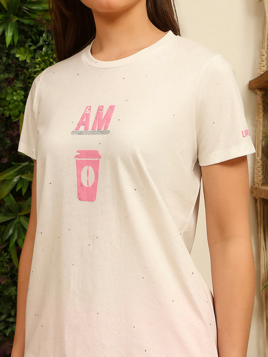 mSECRET Printed Top and Bottom Off White Cotton Night Suit - Image 7